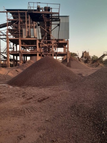 Crushing and screening plant at ore site