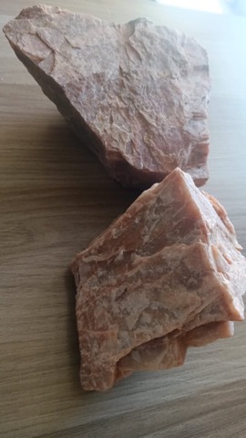 Pink potash feldspar hand specimens