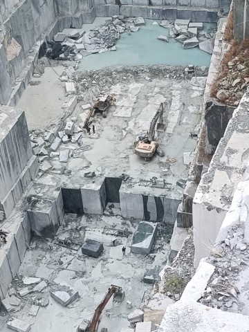 Aerial view of dimensional stone and quartz quarry