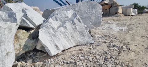 Sorted mineral blocks at dispatch yard